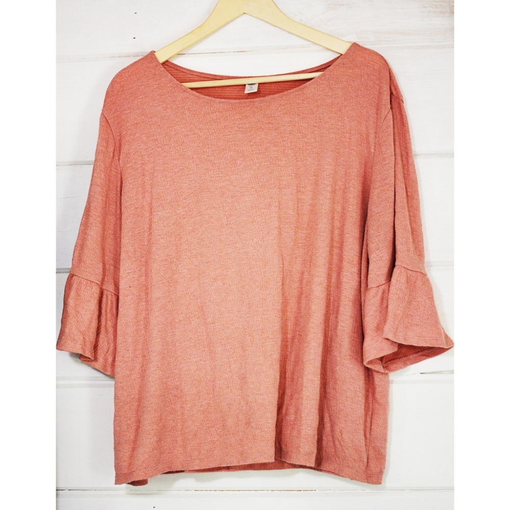Dusty Rose Bell Sleeve Top Size XL